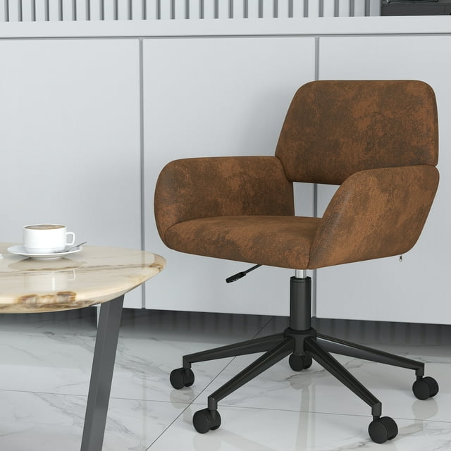 Homy Casa Chaise de Réception à Hauteur Réglable - Fauteuil Pivotant Rembourré Moderne pour Affaires, Suède Brun
