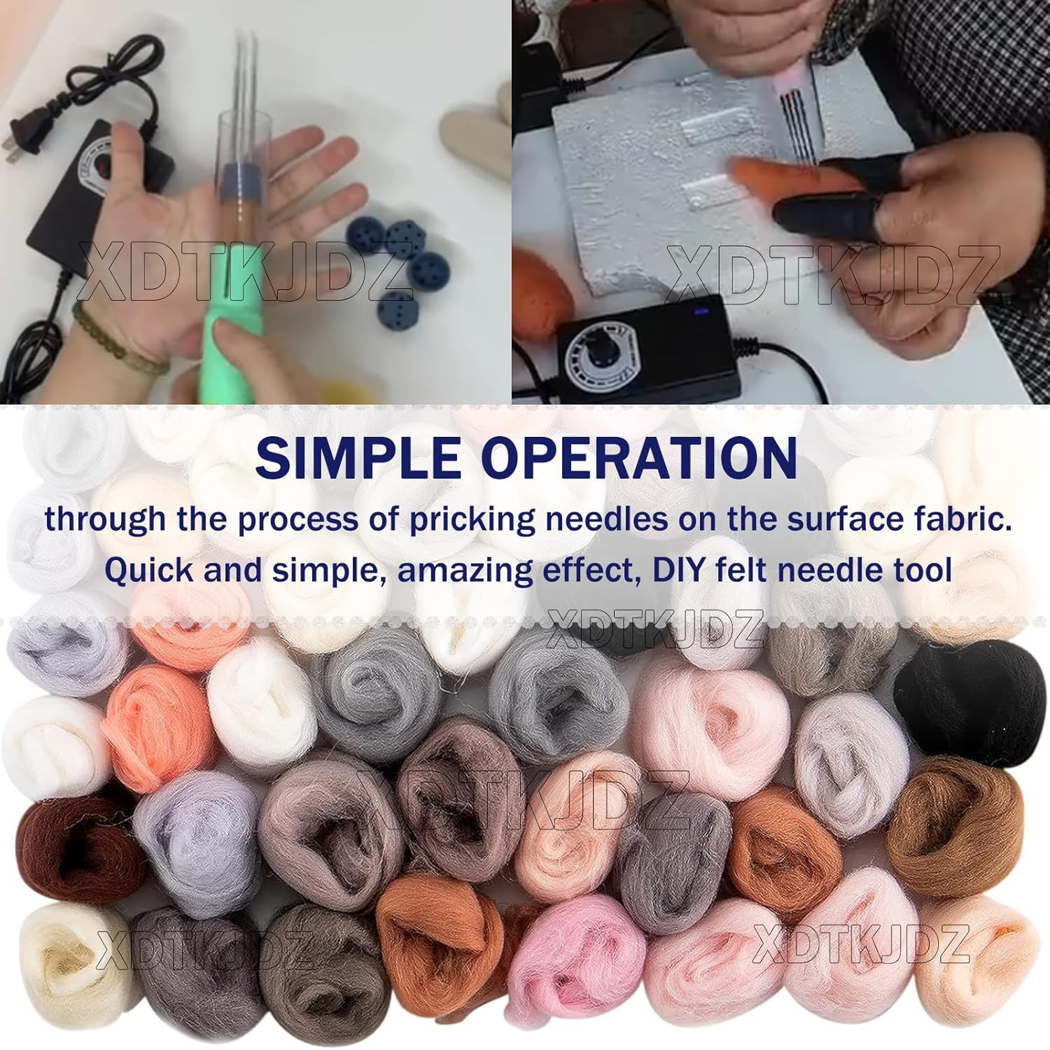 ABPETE Electric Felting Needle Machine, Wool Felting Tool, 1-7 Needles with Speed Control, Easy Needle Change, for Quick Felting, DIY Wool Painting and Felted Craft Work