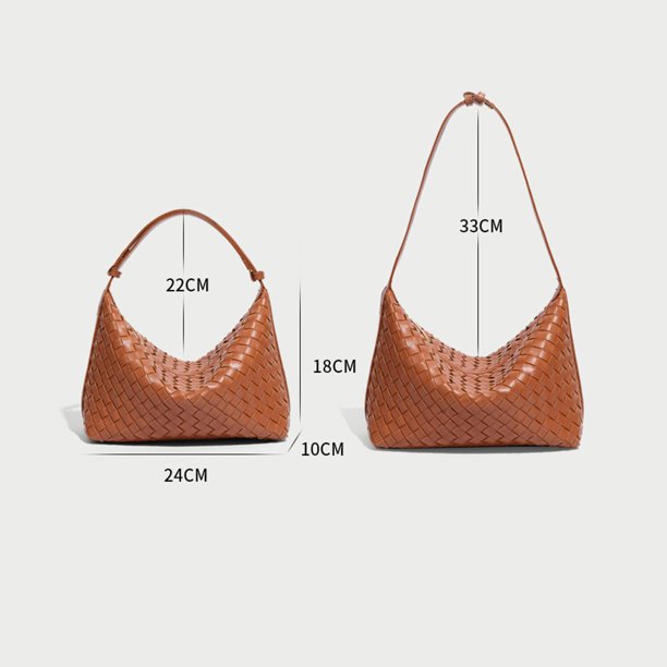 LHSHIDU Vegan Leather Woven Tote Handbag, Top-handle Shoulder Bag, Pure Underarm Purse, Clutch, Braided for Dating, Travel