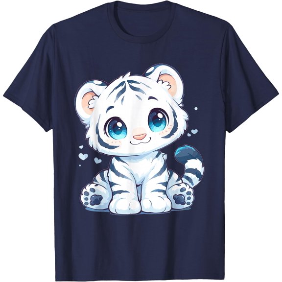 Cartoon White Tiger Cute Softstyle Unisex T-Shirt