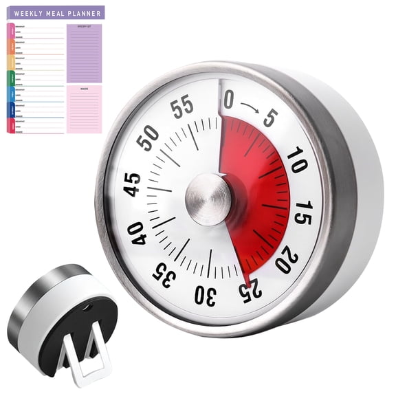 Cooking Timers for Kitchen,60-Minute Visual Countdown Timer, No Batteries Required, Classroom Must Haves Visual Timer for Kids and Adults, Magnetic Backing,with Meal Planner