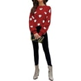 thumbnail image 3 of Hirigin Store Women's Valentine's Day Casual Knitwear Long Sleeve O Neck Heart Print Knit Sweater, 3 of 8
