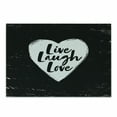 thumbnail image 1 of Live Laugh Love Cutting Board, Illustration of a Grunge Inspired Heart and a Words on Black Background, Decorative Tempered Glass Cutting and Serving Board, Small Size, Black White, by Ambesonne, 1 of 1
