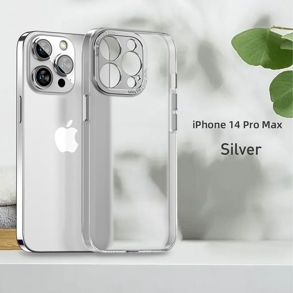 SaniMore for iPhone 14 Pro Max 6.7" Lightweight Case, Rugged Clear PC Back Anti-Fingerprint Anti-Scratch Heavy Duty Full Body Protective Case for iPhone 14 Pro Max Women Men, Silver