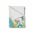thumbnail image 2 of Whale Soft Flannel Fleece Throw Blanket, Whale Illustration with Geometrical and Smiling Cartoon Like Image, Cozy Plush for Indoor and Outdoor Use, 50" x 70", Blue Yellow and Green, by Ambesonne, 2 of 6