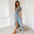 thumbnail image 3 of Vintage Clothing Women's Floral Maxi Dresses Boho Button Up Split Summer Casual Long Dress Beach Party Dress, Sizes S-2XL, 3 of 5