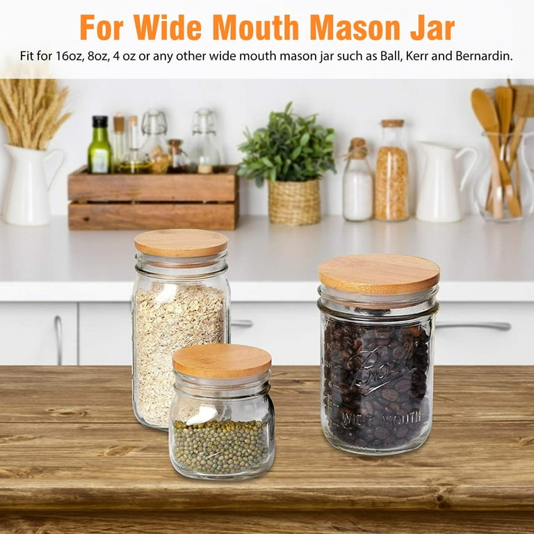 8Pcs 62/68/70/86mm Bamboo Lids for Mason Jars Wooden Jar Lids Reusable  Bamboo Caps Lids with Hole for Coke Cup Drinking Glasses