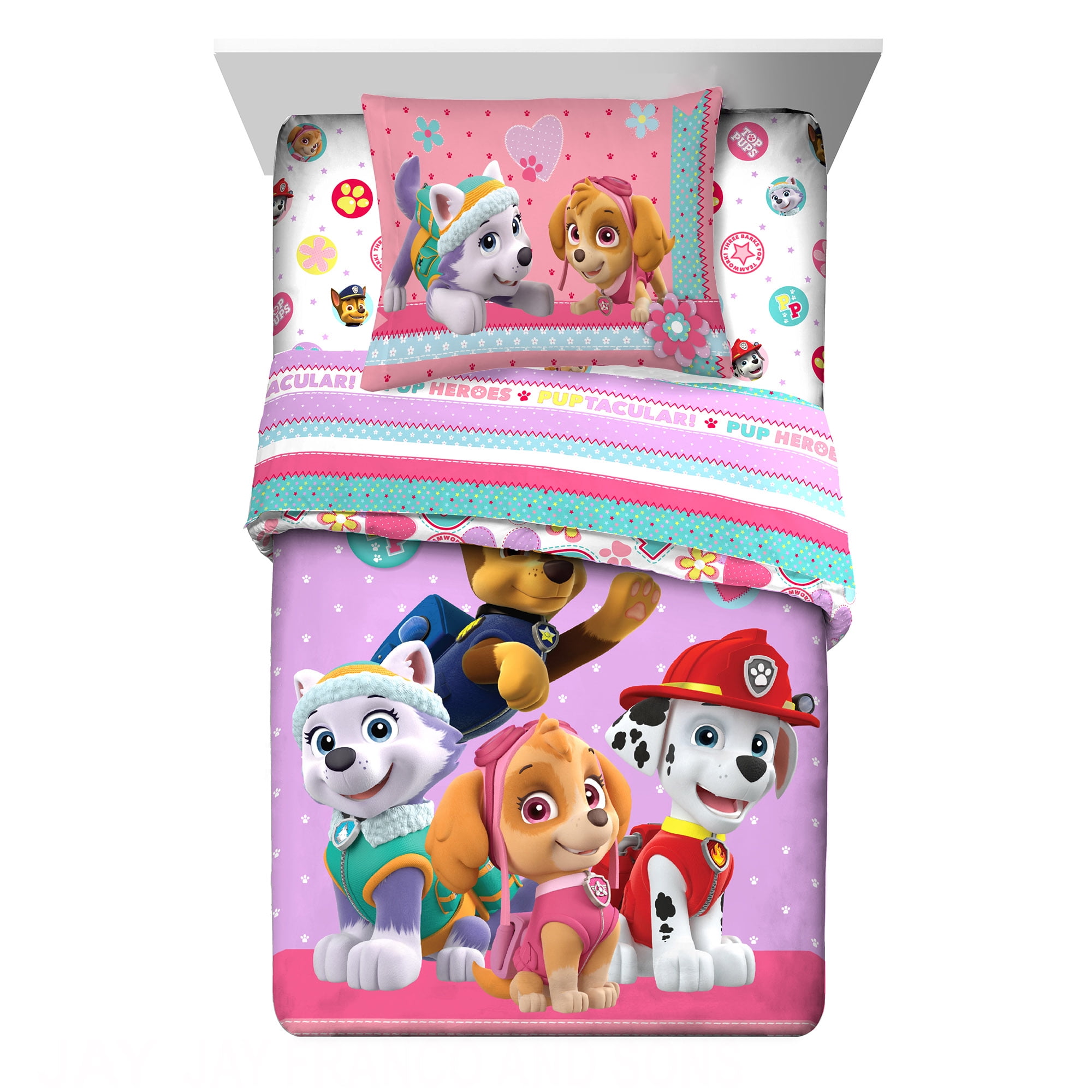Paw Patrol Mighty Pups Single Duvet & Matching Readymade Curtains Bedding Set 