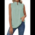 thumbnail image 1 of Blusas Sin Mangas con Botones y Escote Bajo para Mujer, con Volantes en el Pecho y Pliegues en la Parte Delantera, Estilo Casual, Color Verde Frijol, Talla XL, 1 of 9