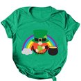 thumbnail image 4 of Patrick's Day Mujer Casual Manga Corta Impreso Cuello Redondo Blusa Camiseta Señoras Tops Pompotops hkajfhjk460556, 4 of 6