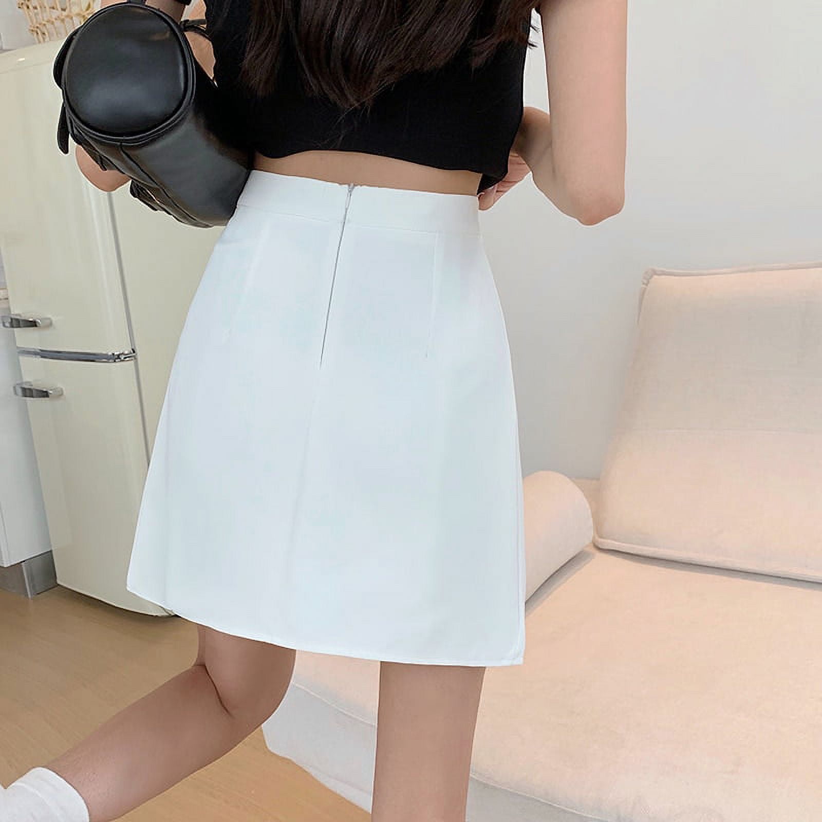 DanceeMangoo Korean Style Womens Pleated Skirts Black White Casual High  Waist Mini Skirt Female Fashion Streetwear A-line Skirts 