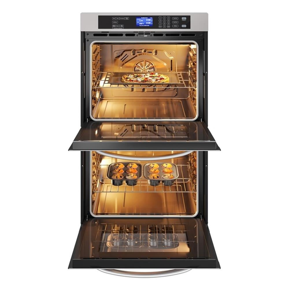 Pemberly Row 5 cu. ft. Stainless-Steel Premium Convection Double-Unit Wall Oven.