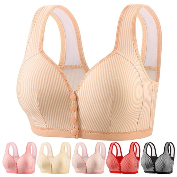 Swuxness Women's Front Closure Wireless Bra, Womens Bras, Women Solid Color Front Closure Breathable Comfortable Seamless Everyday Wear Bras Hot Pink, 44/100BC