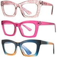thumbnail image 1 of GFDYREE 3 pack Oprah style Spring hinge Readers Blue Light Blocking Computer Square Reading Glasses for Women Men, 1 of 6