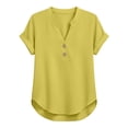 thumbnail image 5 of Womens Tops Summer Casual Solid Color V Neck Linen Short Sleeved T Shirt (No Size Label) Fashion Clothes, 5 of 5