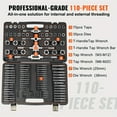 thumbnail image 3 of Estbridge [Bearing Steel Tap and Die] 110pcs  Tap and Die Set - Metric Size M2 to M18  Bearing Steel Taps and Dies - Essential Threading Tool for Cutting External Internal Threads  with C, 3 of 6