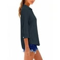 thumbnail image 5 of KDDYLITQ Womens Shirts Collared Lapel Collar 3/4 Sleeve Tops V Neck Solid Color Business Blouse Casual 2026 Polo Shirts Navy XL, 5 of 6