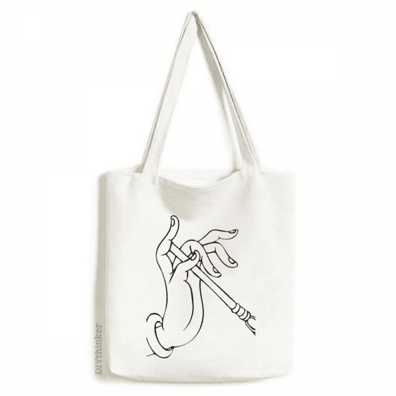 Culture Hand Stick Line Drawing Pattern Tote Canvas Bag Shopping Satchel Casual Handbag