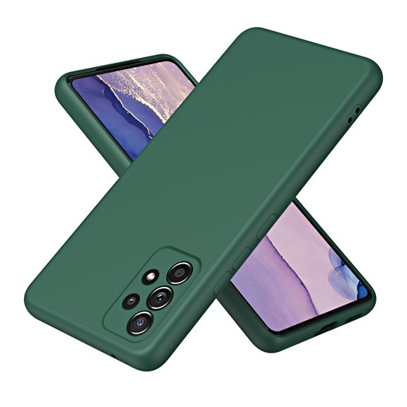Feishell Compatible with Samsung Galaxy A32 4G Liquid Silicone Case with Microfiber Cloth Lining Cushion Shockproof Lightweight Ultra Thin Soft Flexible Rubber Anti-Scratch Phone Case,Darkgreen