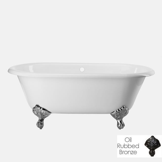 Vintage Tub & Bath Kensington 66 Inch Cast Iron Double Ended Clawfoot Tub No Faucet Drillings
