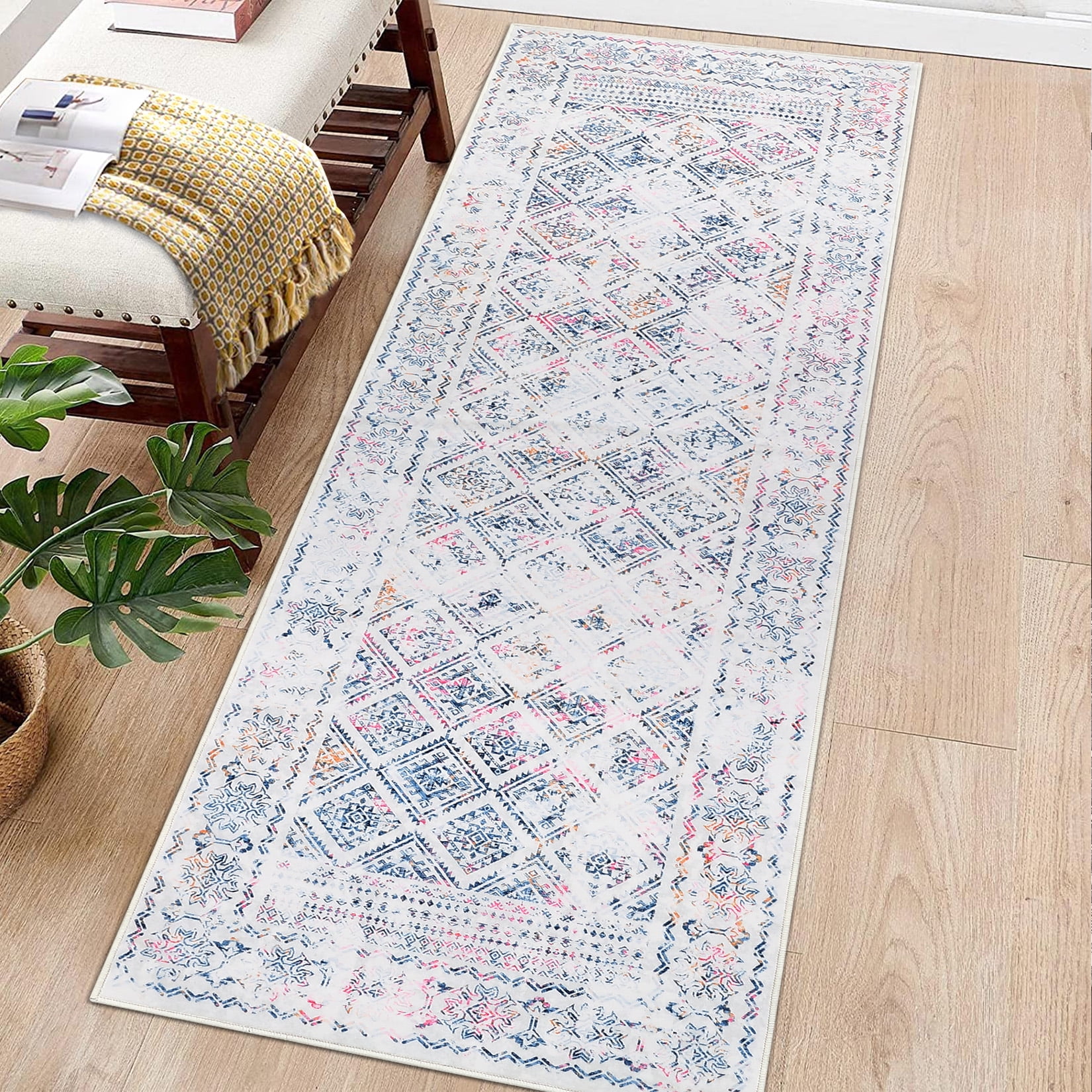 HOMERRY Runner Rug 2x6 Modern Moroccan Distressed Indoor Washable Rug for Hallway Bohemian Contemporary Rug, Multi Color