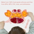 thumbnail image 5 of BabyX Silicone Feeding Set (3 PCs) Cove & Coast Series, Baby Plate with Suction Cup, Training Spoon and Fork, BLW Utensils for Toddler Kid, BPA-Free, Microwave/Dishwasher Safe - Pink Crab, 5 of 6
