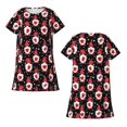 thumbnail image 3 of Bixox gnomes and hearts Pattern Women's Nightgown, Soft & Breathable Sleepwear, Round Neck Knee-Length Pajama Dress,Loungewear for Home & Sleep, 3 of 7