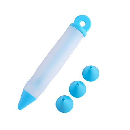 

5Pcs/Set Cake Mold Cream Silicone Pastry Nozzle Food Writing Pen Decorating Tool Blue Silicone