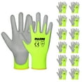 thumbnail image 1 of Dulfine Guantes De Trabajo De Seguridad Para Hombres Recubiertos De Pu, 12 Pares, Paquete A Granel, Guantes De Punto Amarillos De Alta Visibilidad, Sin Costuras, Con Revestimiento Fino De Poliuretano,, 1 of 5