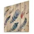 thumbnail image 2 of Designart 'Elegant Blue Boho Art Feathers' Bohemian & Eclectic Print on Natural Pine Wood, 2 of 5