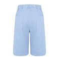 thumbnail image 5 of RYRJJ Cotton Linen Shorts for Women Elastic High Waisted Casual Loose Bermuda Shorts Summer Knee Length Work Short Pants with Pockets(Light Blue,XXL), 5 of 5