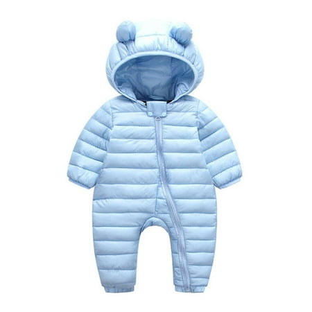 

FZM Christmas Baby Girls Boys Winter Warm Snowsuit Bear Ears Hooded Jumpsuit Down Coat Romper Padded Outwear