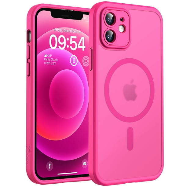 Funda magnética TOCOL 3 en 1 para iPhone 12 de 6.1 pulgadas, rosa intenso