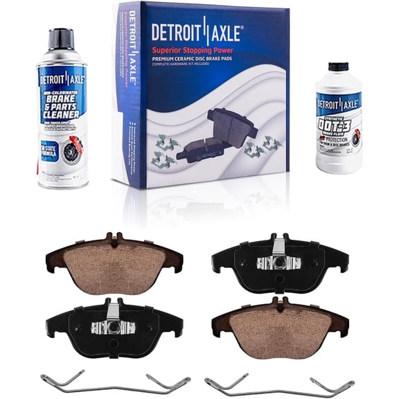 Detroit Axle - 4pc Rear Brake Pads for Mercedes-Benz C300 E350 C350 C250 GLK250 GLK350 E400 E550, Ceramic Brake Pads with Hardware Replacement