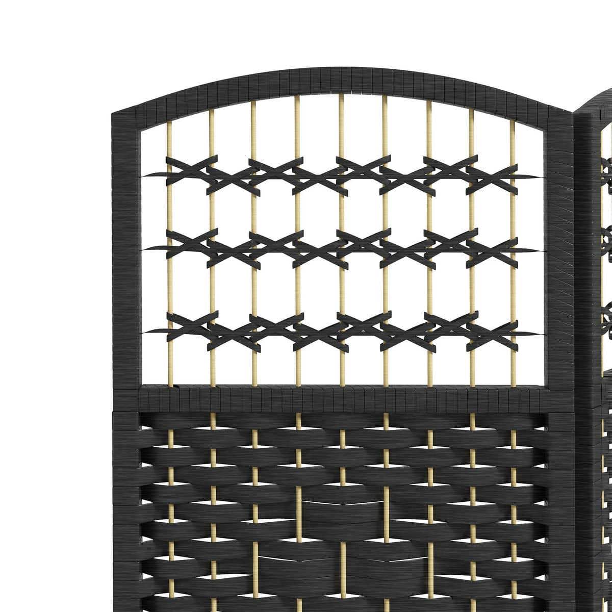 Spaco 4 Panel 5.6 FT Tall Room Divider, Folding Screen for Indoor as Living Room, Bedroom, Black