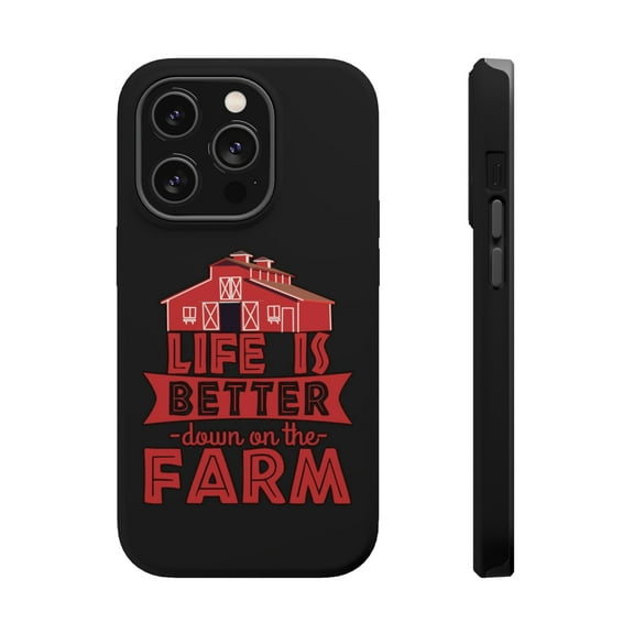 DistinctInk Tough Case for Apple iPhone 15 PRO (6.1" Screen), Compatible with MagSafe Charging - Life is Better Down on the Farm