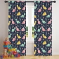 thumbnail image 5 of Dark Blue Colorful Dinosaur and Flower Insulated Teens Curtains Set Of 2, Bedroom Essentials, Toddler Room Decor 42"x84", 5 of 5