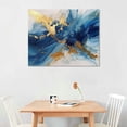 thumbnail image 2 of JRXY Blue Abstract Canvas Wall Art Blue White and Gold Painting Watercolor Canvas Wall Art Navy Blue Abstract Painting Modern Abstract Wall Art Print Blue and Gold Pictures for Living Room  pattern2, 2 of 6