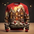 thumbnail image 2 of Mens Pullover Tops Christmas Santa 3D Digital Printed Crewneck Fashion Mens Autumn And Winter Clothes,Red,3XL, 2 of 3