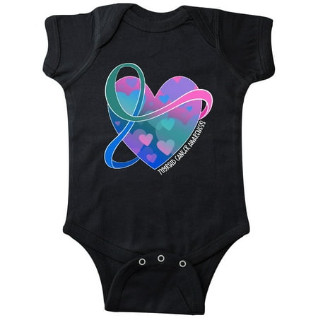 

Inktastic Thyroid Cancer Awareness Pink Teal Blue Ribbon Around Heart Gift Baby Boy or Baby Girl Bodysuit