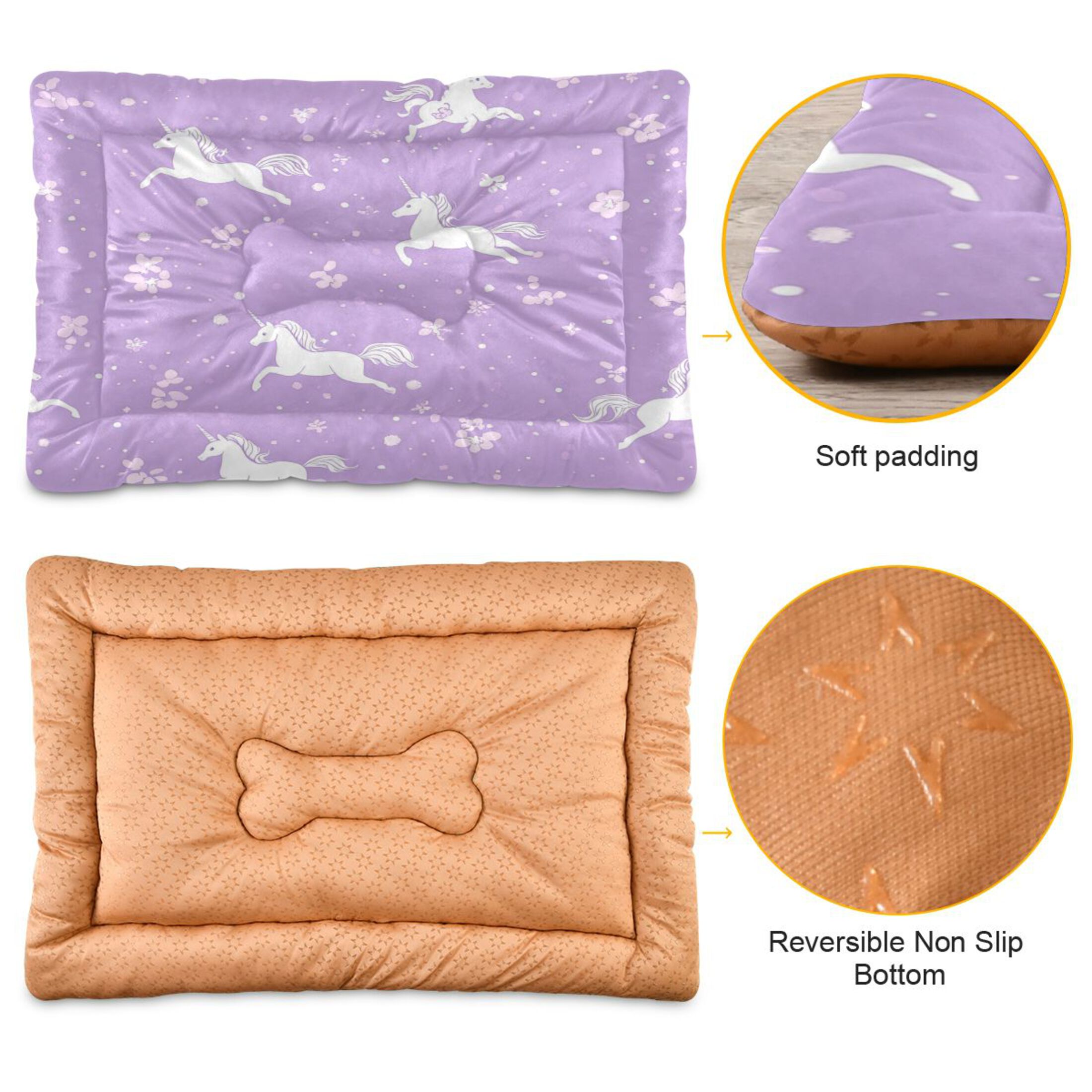 Qxltty Pattern with Flying Unicorns and Flowers Ped Pad Wear-resistant and Hard to Bite Through Sleeping Pad for Small Medium Large Dogs Winter Pet Bed 36×24in
