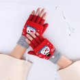 thumbnail image 1 of Manoplas Cálidas De Medio Dedo Guantes calefactores de doble cara para mujer, pantalla táctil, dibujos animados navideños, imprescindibles para el invierno, 1 of 5