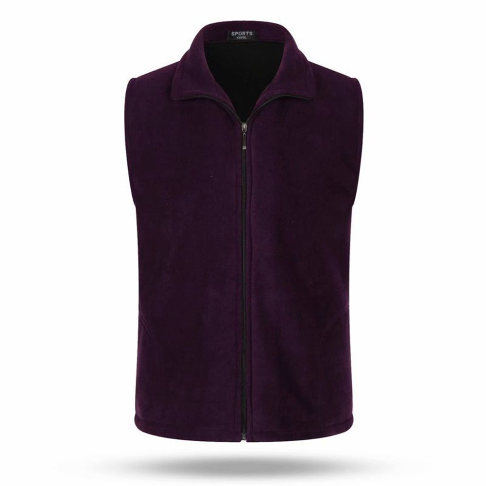 YIWEI Solid color Womens full zip polar fleece winter warm jacket vest