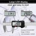 thumbnail image 5 of Calibrador Vernier, calibrador Vernier digital de 150 mm, acero inoxidable, pantalla LCD grande, precisión ajustable de 0,01 mm, conversión de mm/pulgadas, a prueba de salpicaduras, medición, 5 of 5