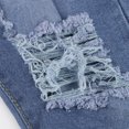 thumbnail image 4 of FRSASU Women's Hole Jeans High Waisted Stretchy Straight Leg Jeans Slim Trendy Denim Pants with Pocket Blue 12(XXL), 4 of 9