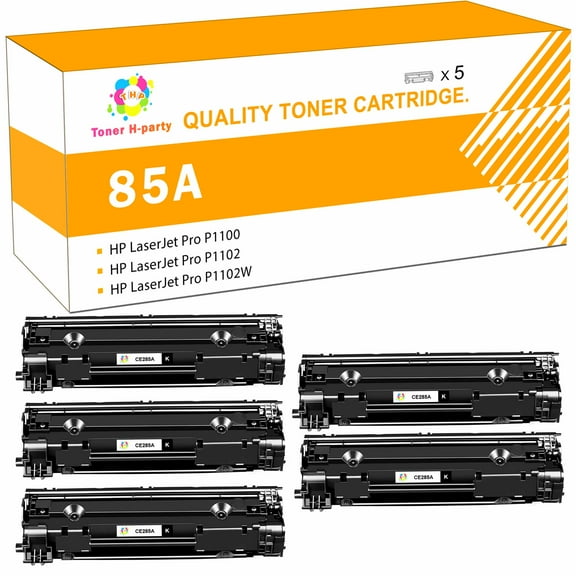 Toner H-Party 85A CE285A | Compatible 85A Toner Cartridge for HP 85A CE285A CE285D Laserjet Pro P1102w M1212nf MFP P1102 M1217nfw 1102w P1005 M1132 M1210 M1212 Printer Ink (Black, 5-Pack | CE285AT1)