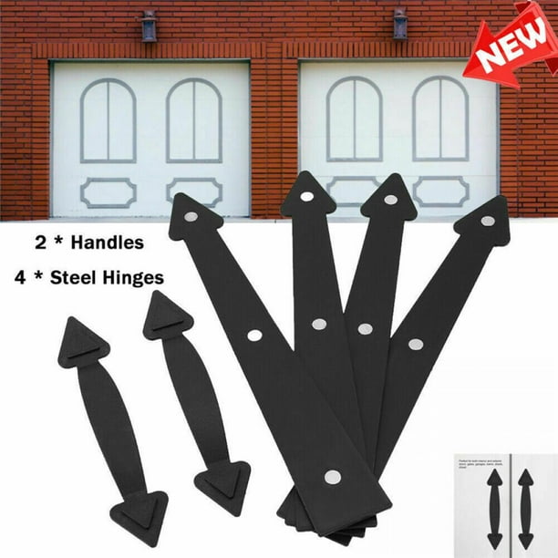 MAGAZINE Garage black door handle 4 hinges and 2 handles handle