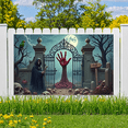 thumbnail image 5 of Gothic Design Halloween Banner Grim Reaper Decoration Spooky Theme Moonlit Backdrop for Horror Parties Haunted Houses Themed Events, 5 of 5