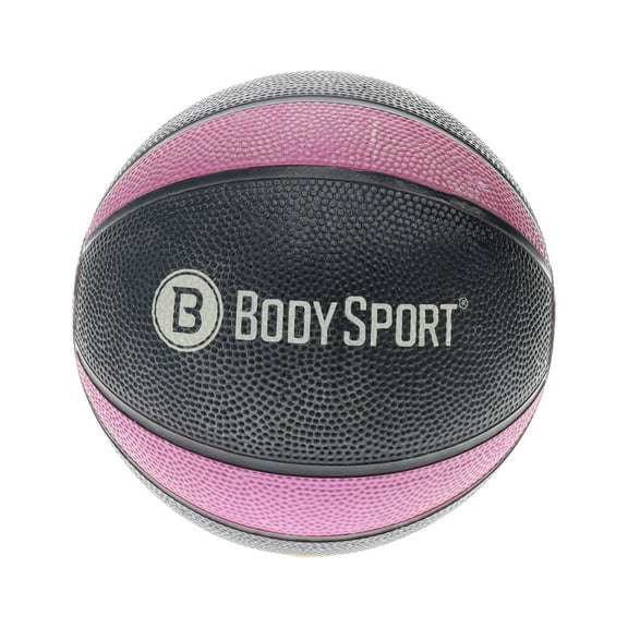Body Sport Medicine Ball 4 lb., 23.2 in. CIR, Black/Purple – Strength, Cardio, & Resistance Training Fitness Ball – At-Home Gym Equipment