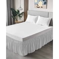 thumbnail image 4 of Black Striped Wrap Around Bed Skirts for King Bed 16" Drop, Bed Skirt with Adjustable Elastic Belt Dust Ruffle Bed Valance for Bedroom Hotel Luxury Black White Stripes Farmhouse Bed Frame Cover, 4 of 7